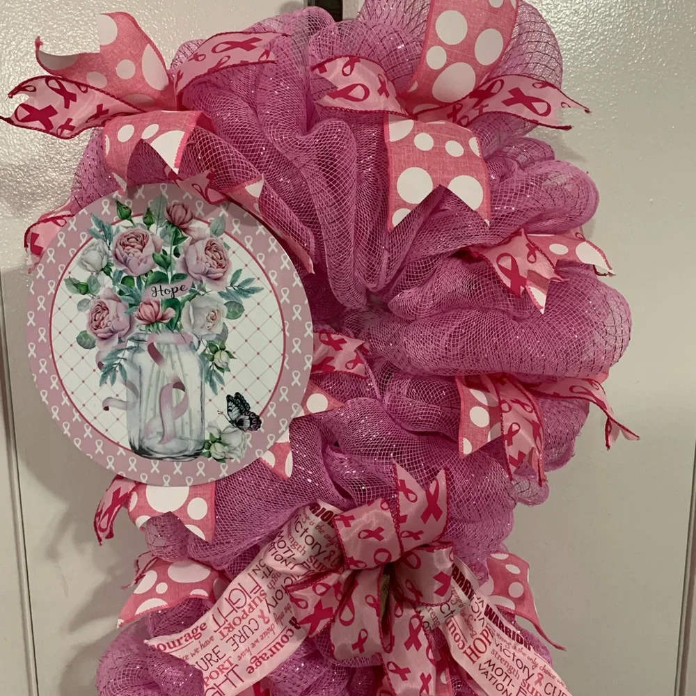 Item80Breast Awareness’s Wreath Support a family or friend Cancer Breast Wreath